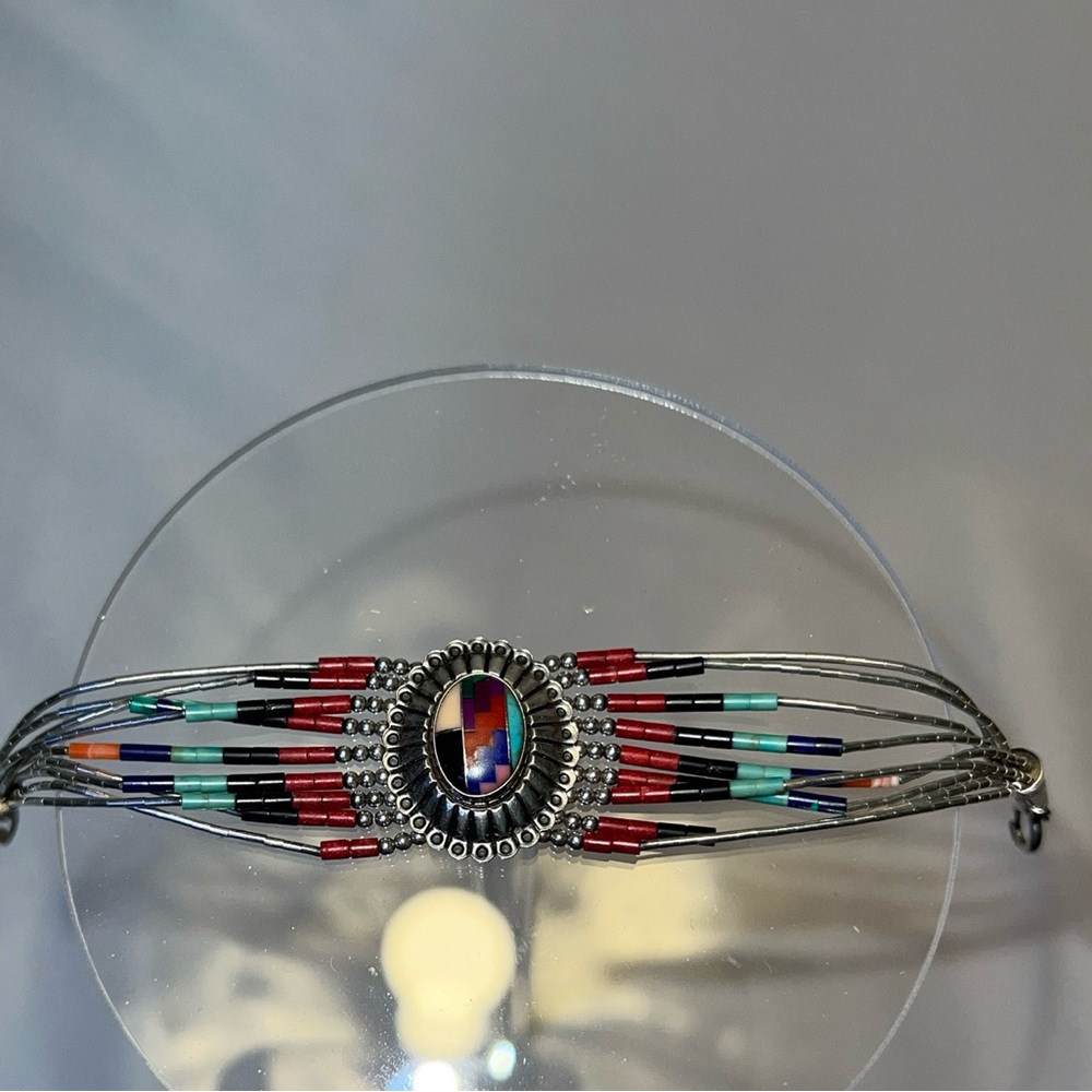 Vintage Navajo QT Sterling Silver Pendant Bracelet - Picture 4 of 14